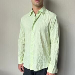 John Varvatos Men’s Light Green Floral Dress Shirt Size M